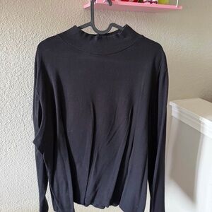 Plus Size 2X Women’s Black Mockneck Cotton Long Sleeve